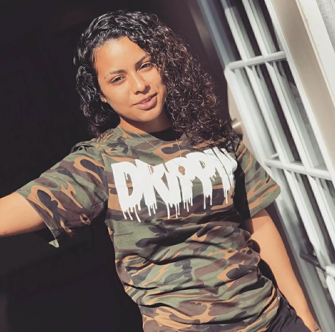White Drippin | Green Camo Tee