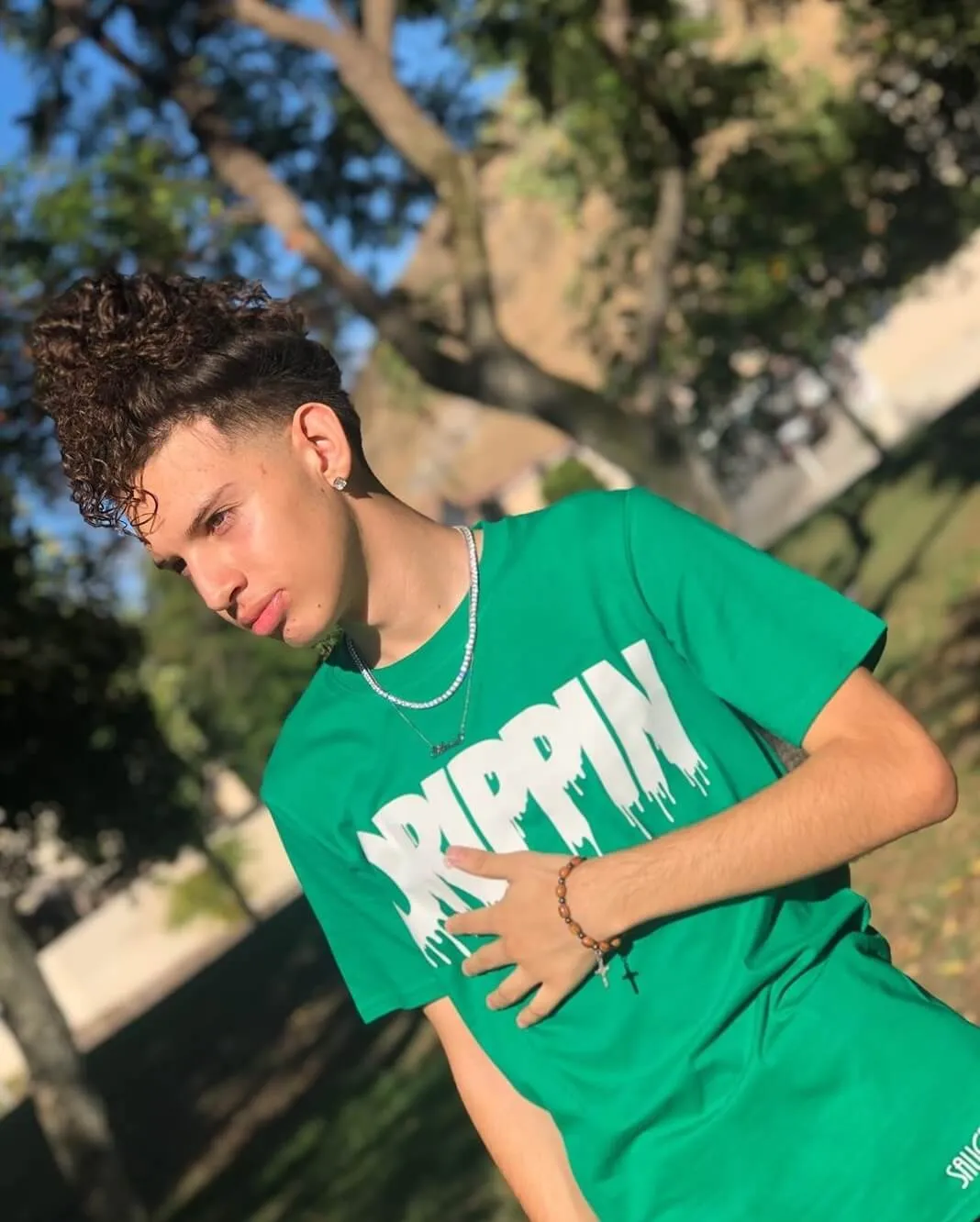 White Drippin | Green Tee