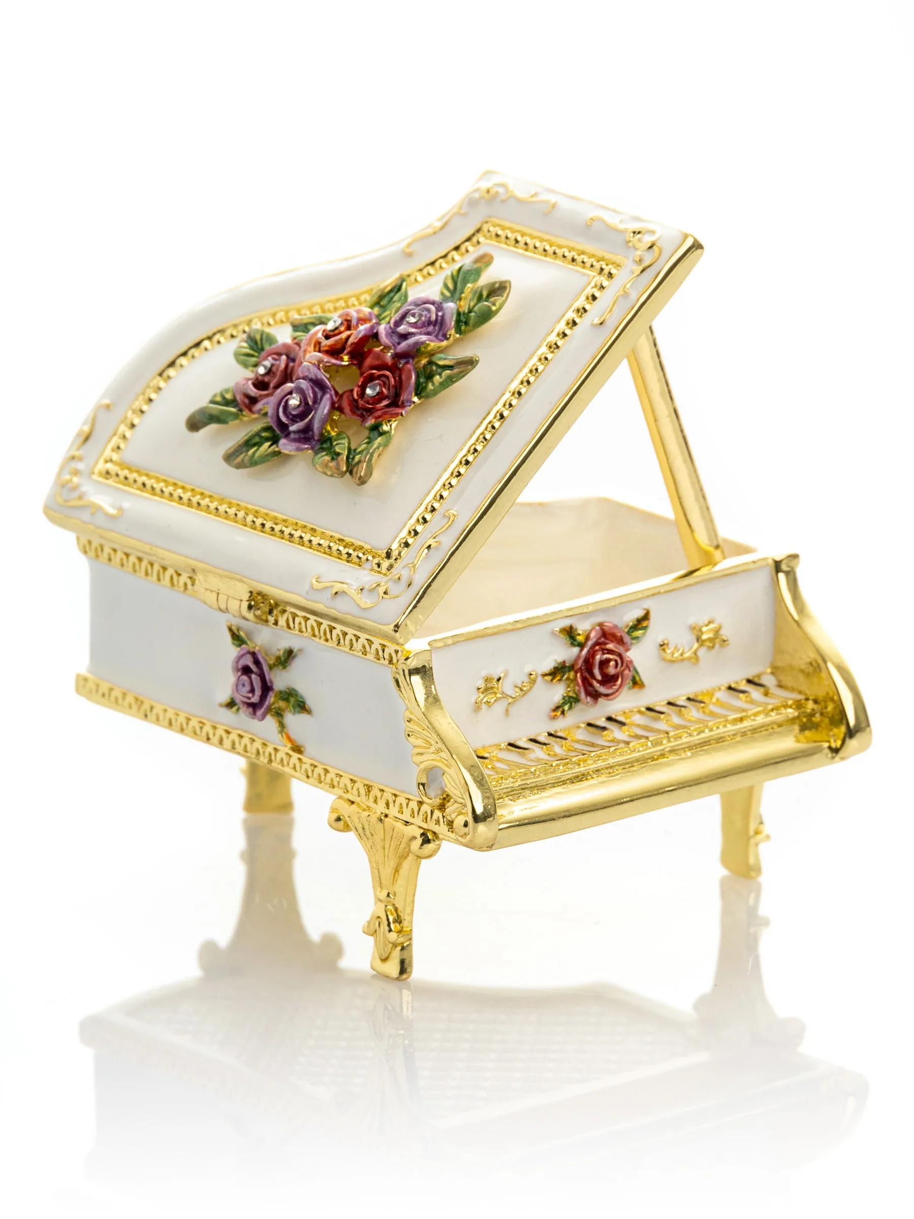 White piano with flowers