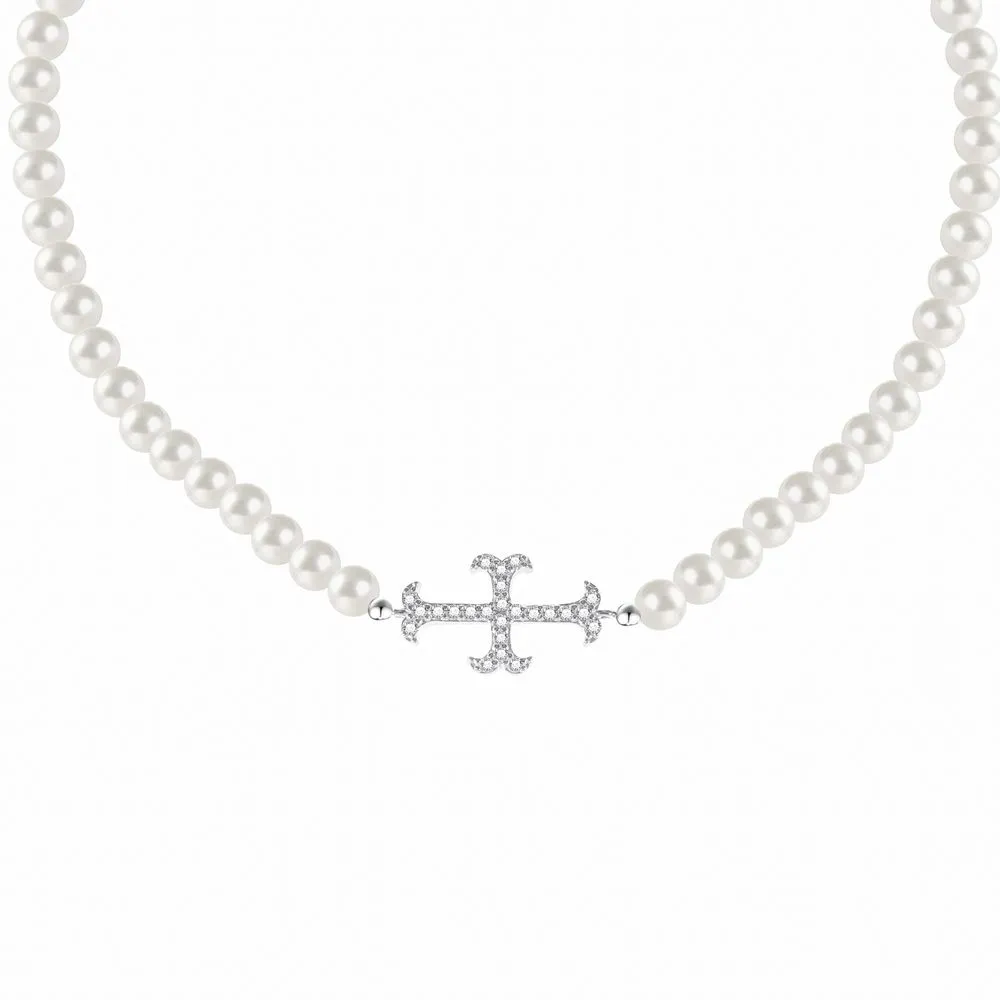 WIC | Rich Pearl Cross Necklace