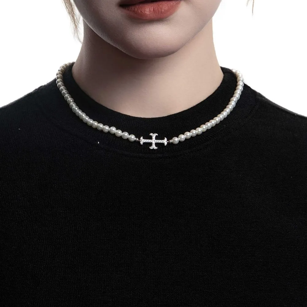 WIC | Rich Pearl Cross Necklace