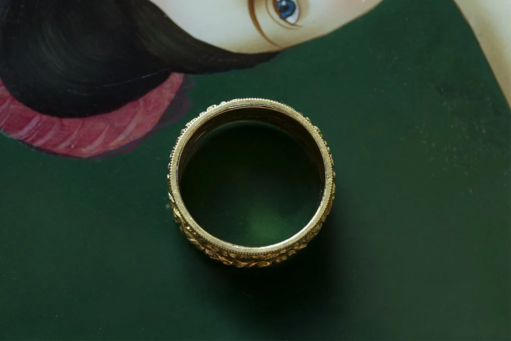 Wide Georgian Blue Enamel Memorial Ring