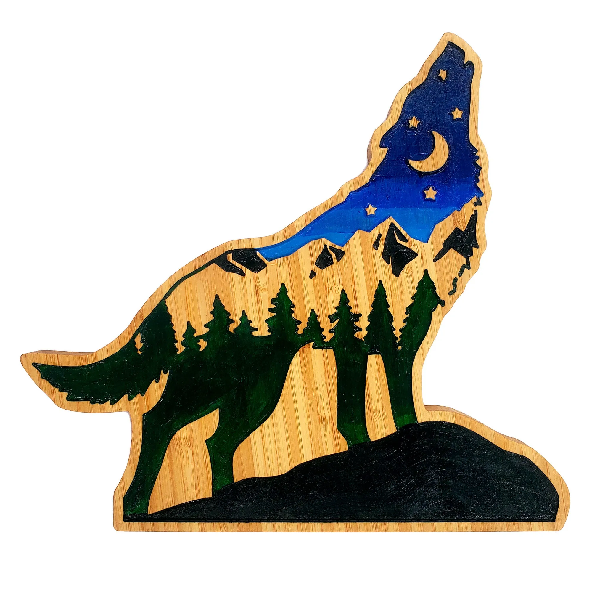 Wolf Wood Carving - Wolf Art - Artisan Wolf Decor