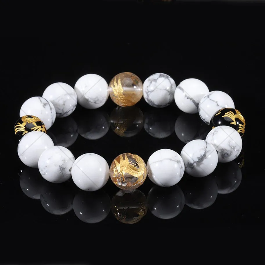 Yakuza Gold Dragon Howlite Bracelet