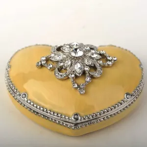 Yellow Heart Shaped Trinket Box