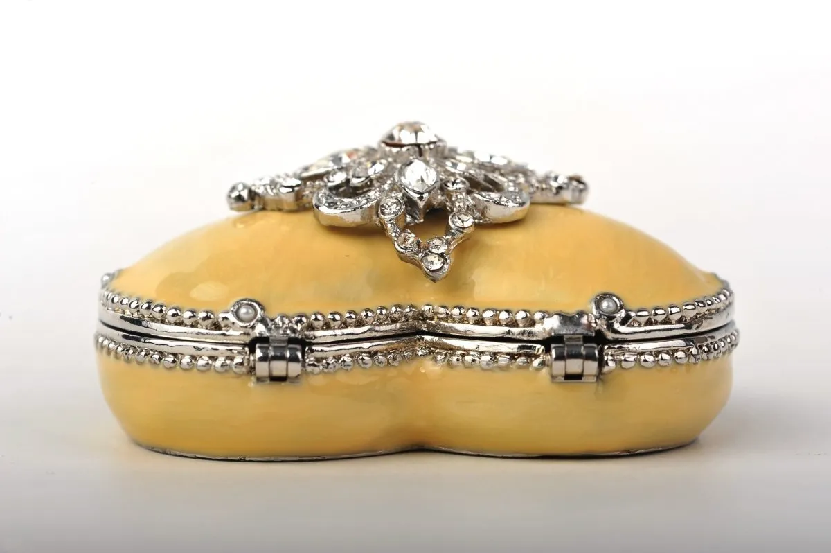 Yellow Heart Shaped Trinket Box