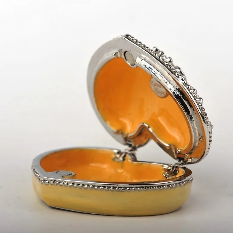 Yellow Heart Shaped Trinket Box