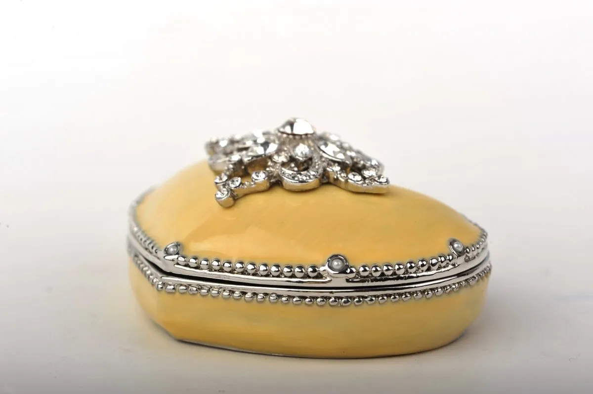 Yellow Heart Shaped Trinket Box