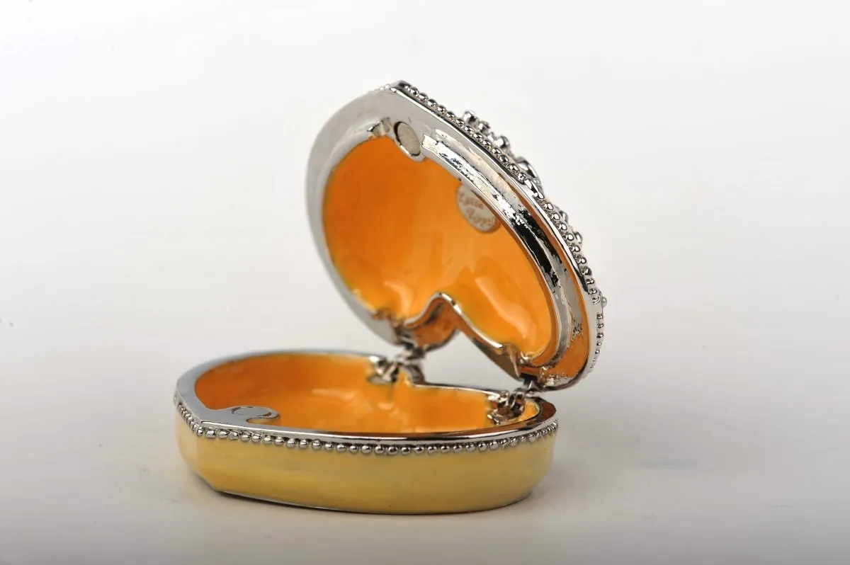 Yellow Heart Shaped Trinket Box