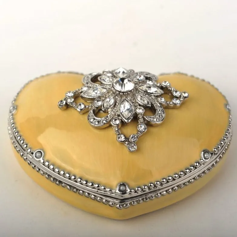 Yellow Heart Shaped Trinket Box
