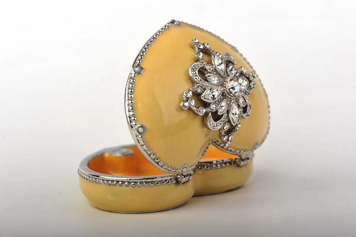 Yellow Heart Shaped Trinket Box